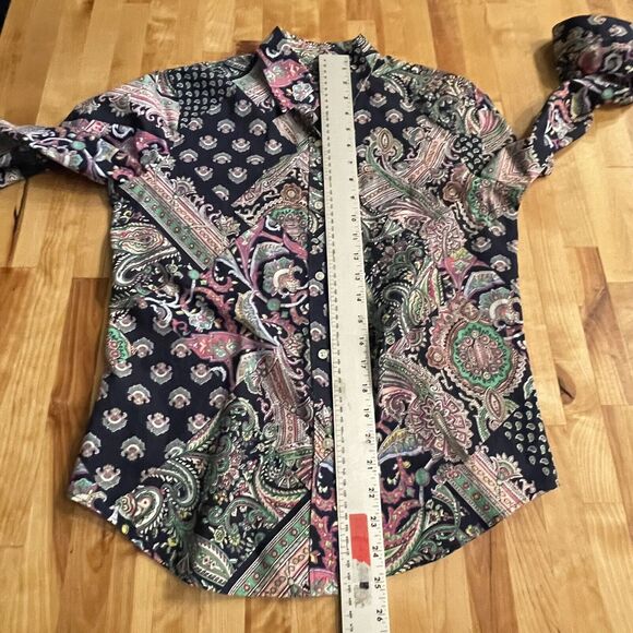 Lauren Ralph Lauren Top‎ Patchwork Paisley Button Down Shirt Sz Small EUC - Picture 8 of 13